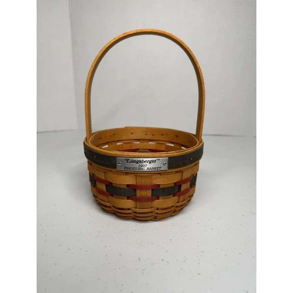 Vintage Longaberger 1997 Inaugural Basket, Round With Stationary Handle